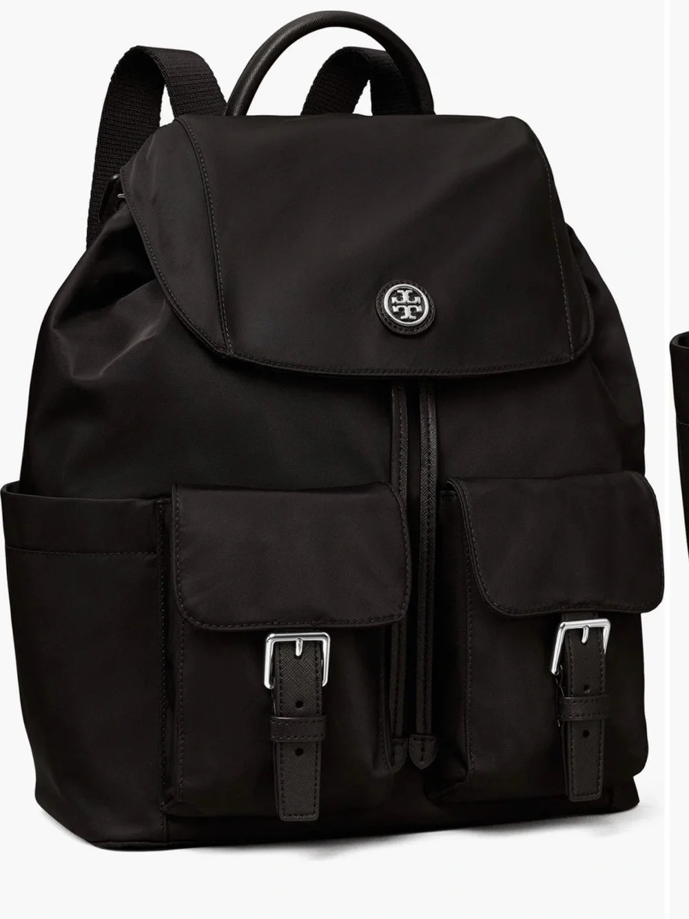 Tory Burch Virginia Nylon Flap Backpack Black